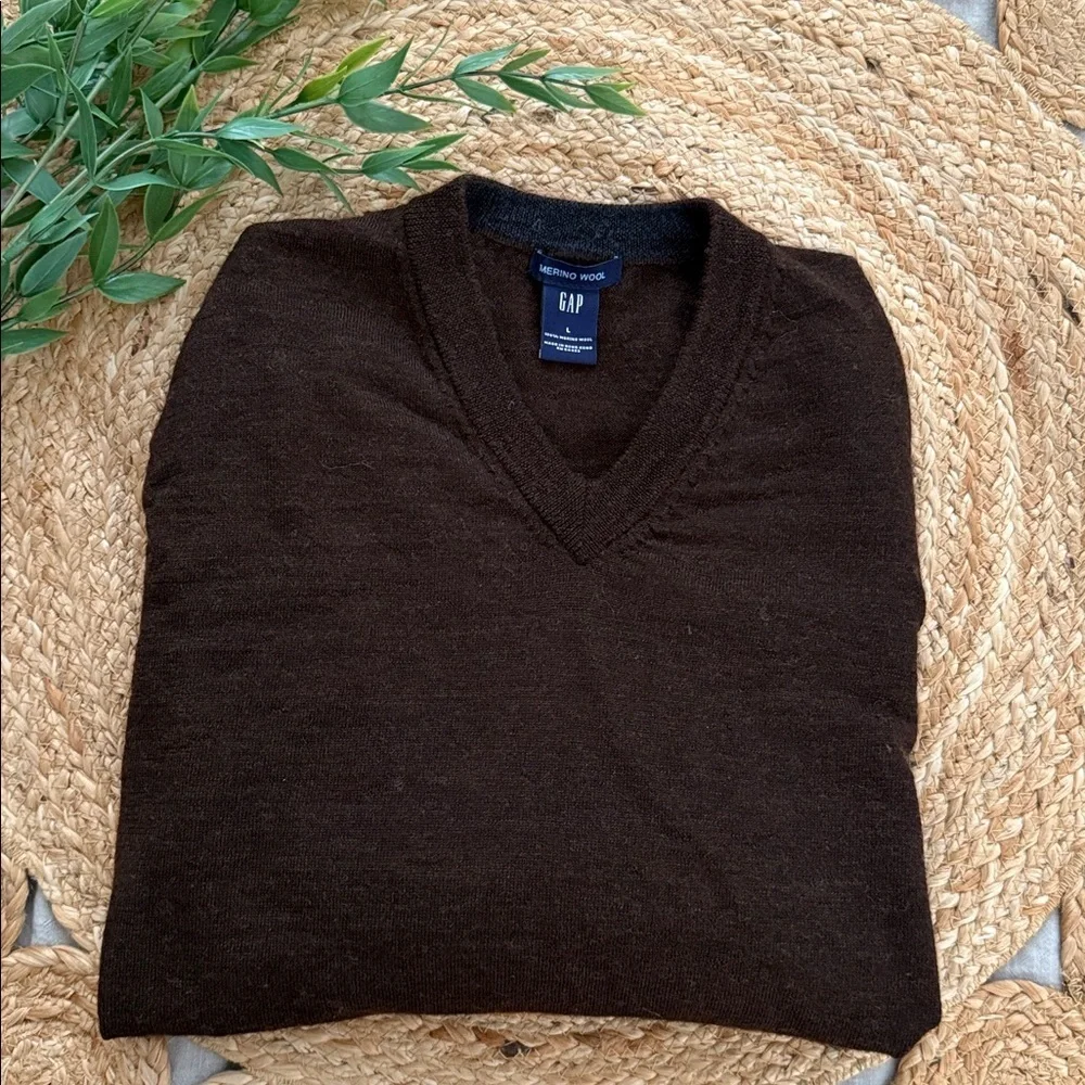 Gap Y2K 100% Merino Wool V neck Unisex Sweater. Size L